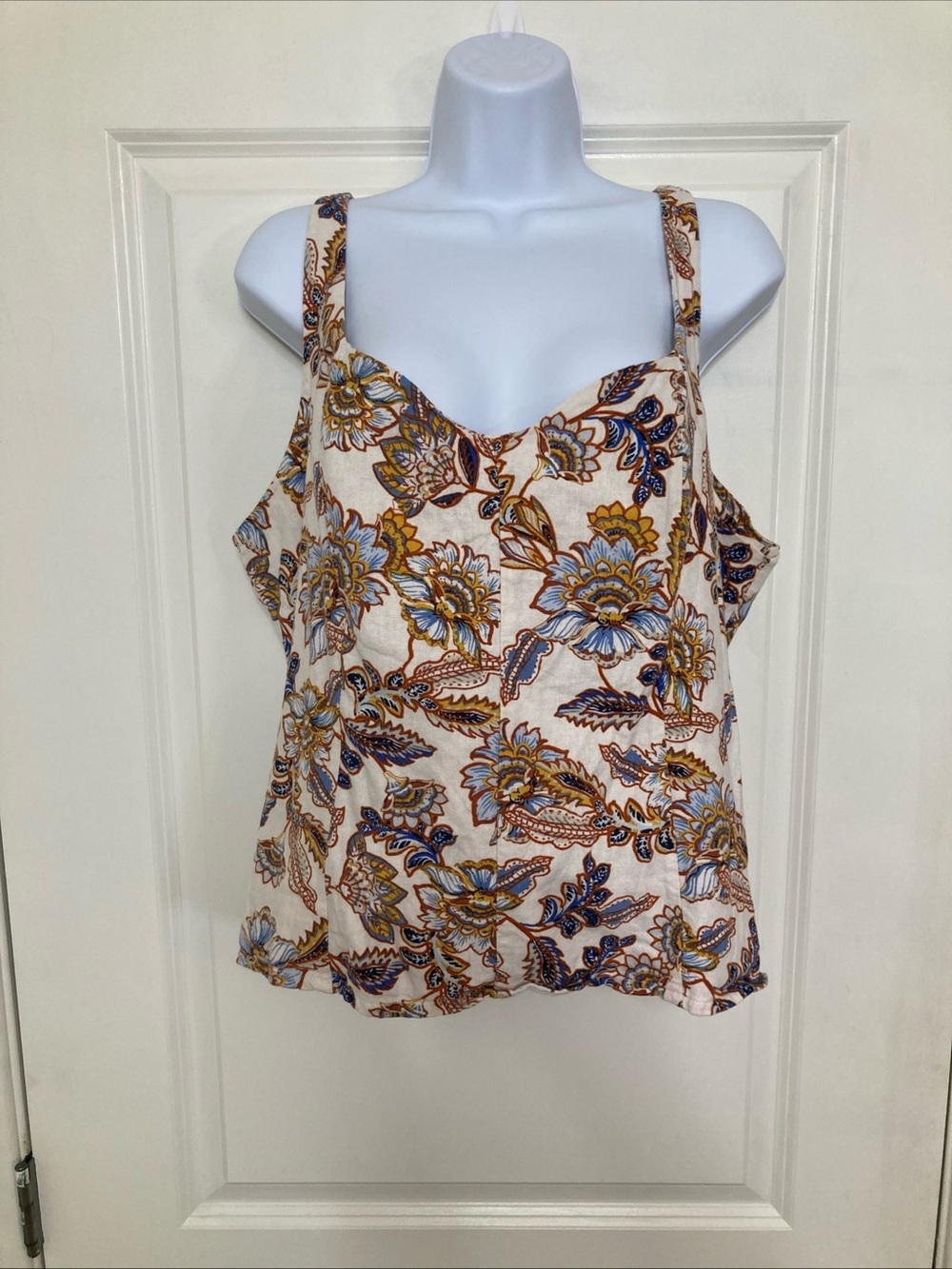 Old Navy Womens Linen Blend Smocked Tank Top Festival Boho Sz XXL